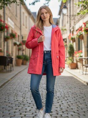 Talbots Woman Hooded Long Sleeve Spring Jacket Coral Color Plus Size 1X